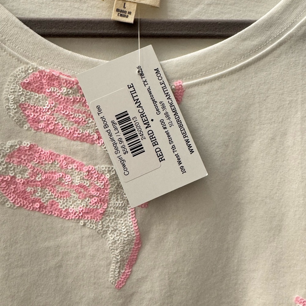 Peach Love California Sequin Cowgirl Boot T-Shirt - Picture 3 of 5